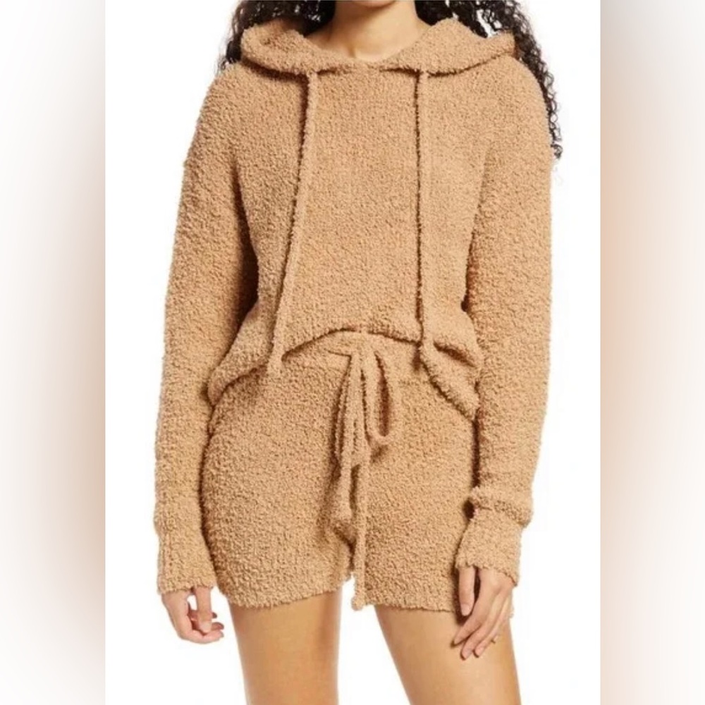 Lulus Cozy Teddy Hoodie In Camel XS